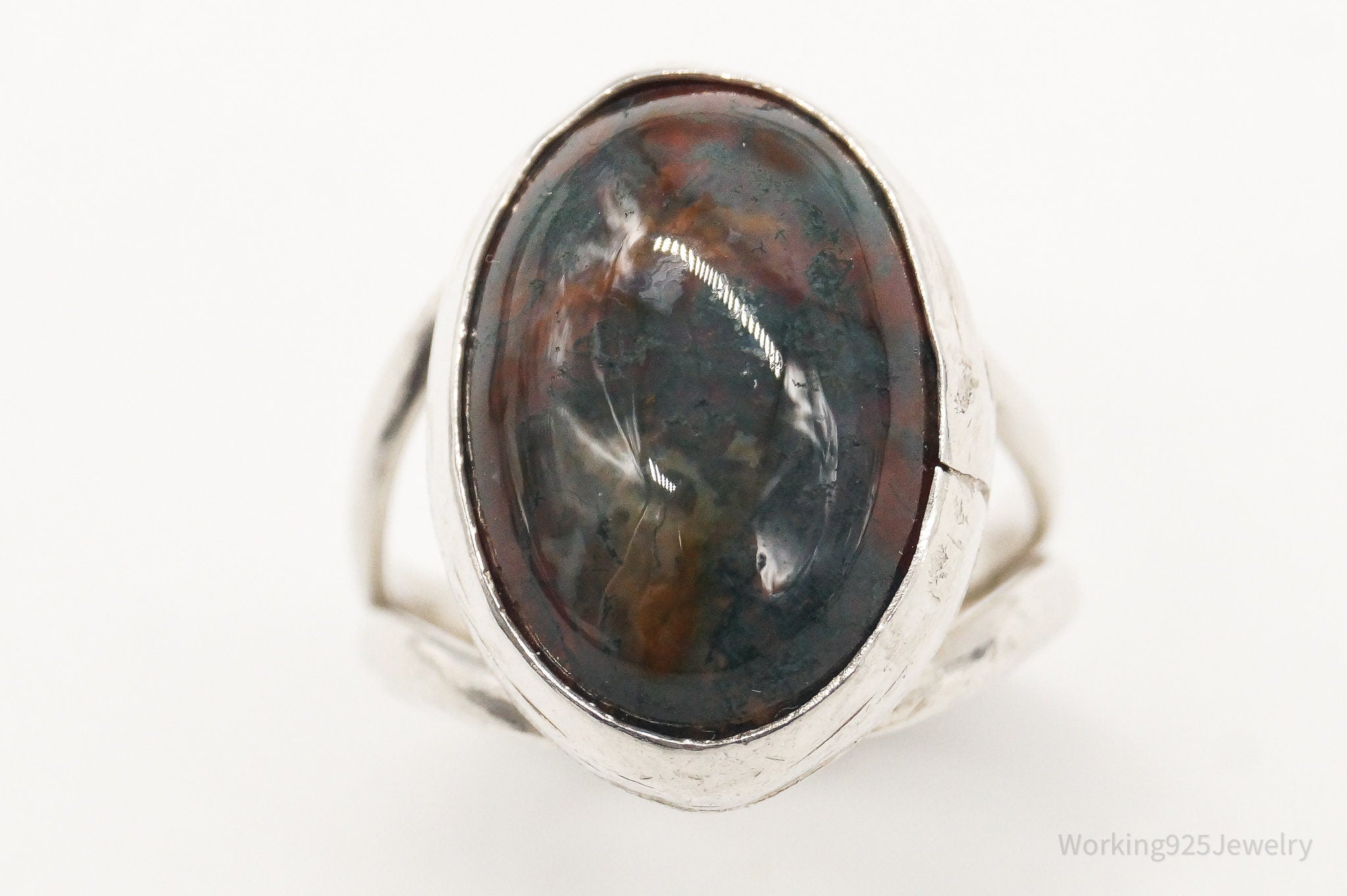 Vintage Agate Silver Ring - Size 7.75