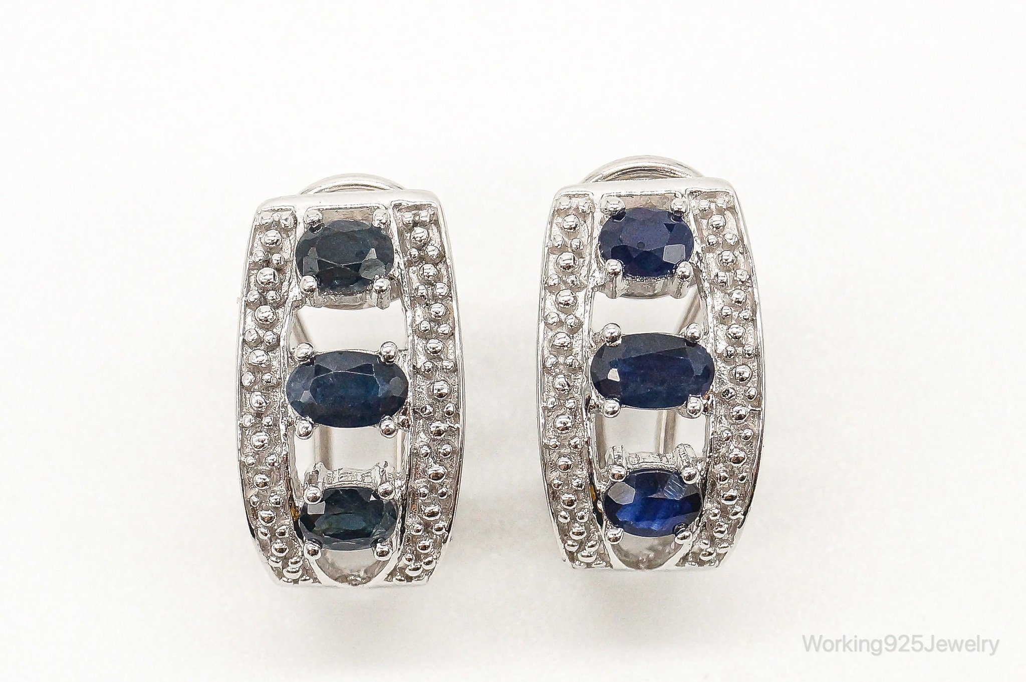 Blue Sapphire Sterling Silver Earrings