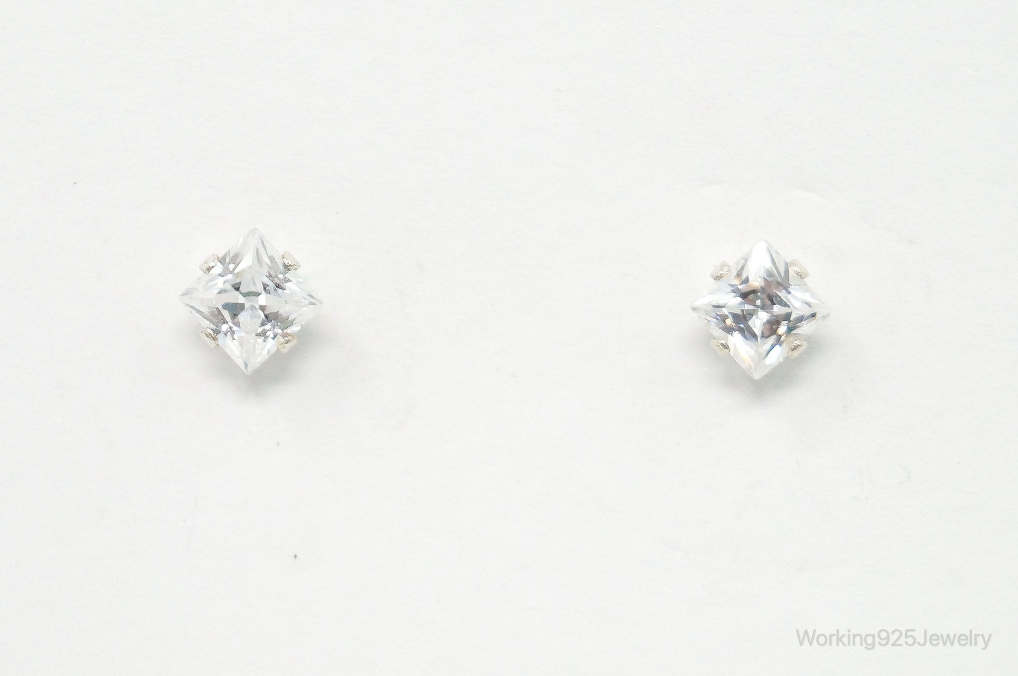 Cubic Zirconia Sterling Silver Stud Post Earrings