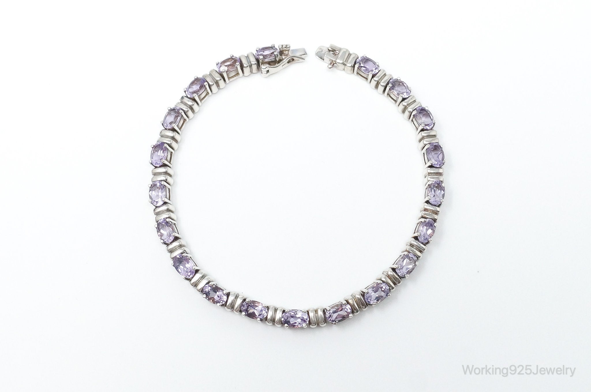 Vintage Art Deco Amethyst Sterling Silver Tennis Bracelet