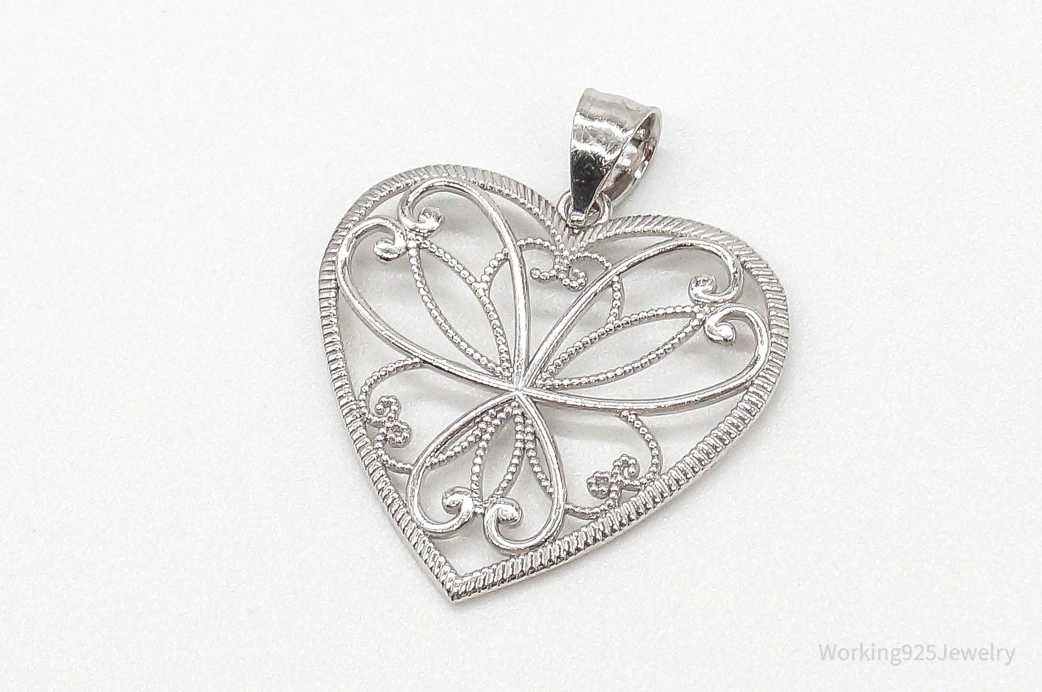 Large Vintage Art Deco Filigree Sterling Silver Pendant