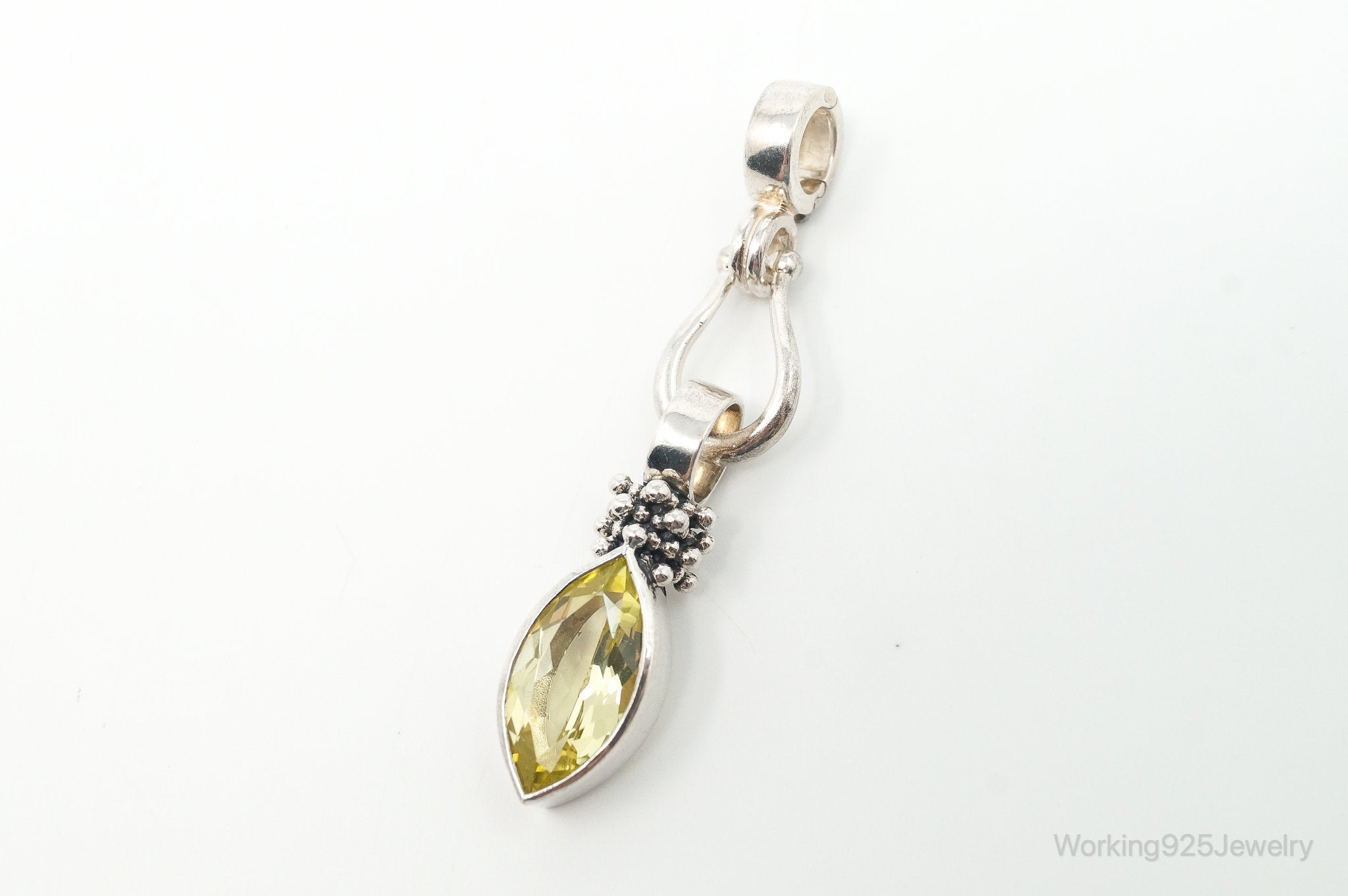 Designer Michael Dawkins Citrine Granulated Sterling Silver Necklace Pendant