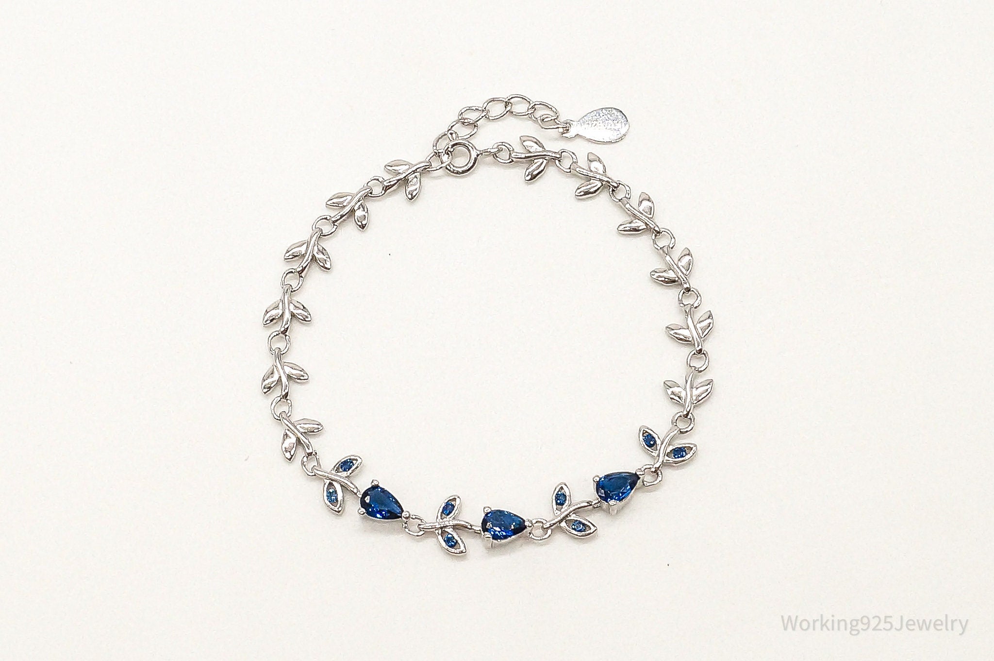 Vintage Designer Lab Sapphire Sterling Silver Bracelet