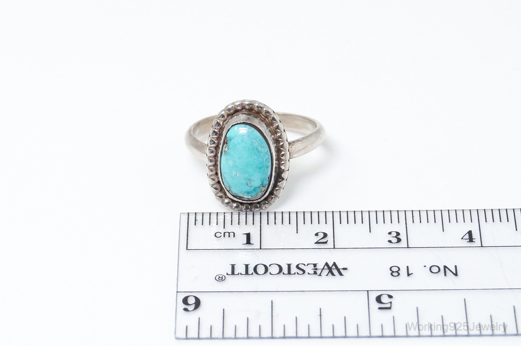 Native American Turquoise Unsigned Sterling Silver Ring - SZ 7.25