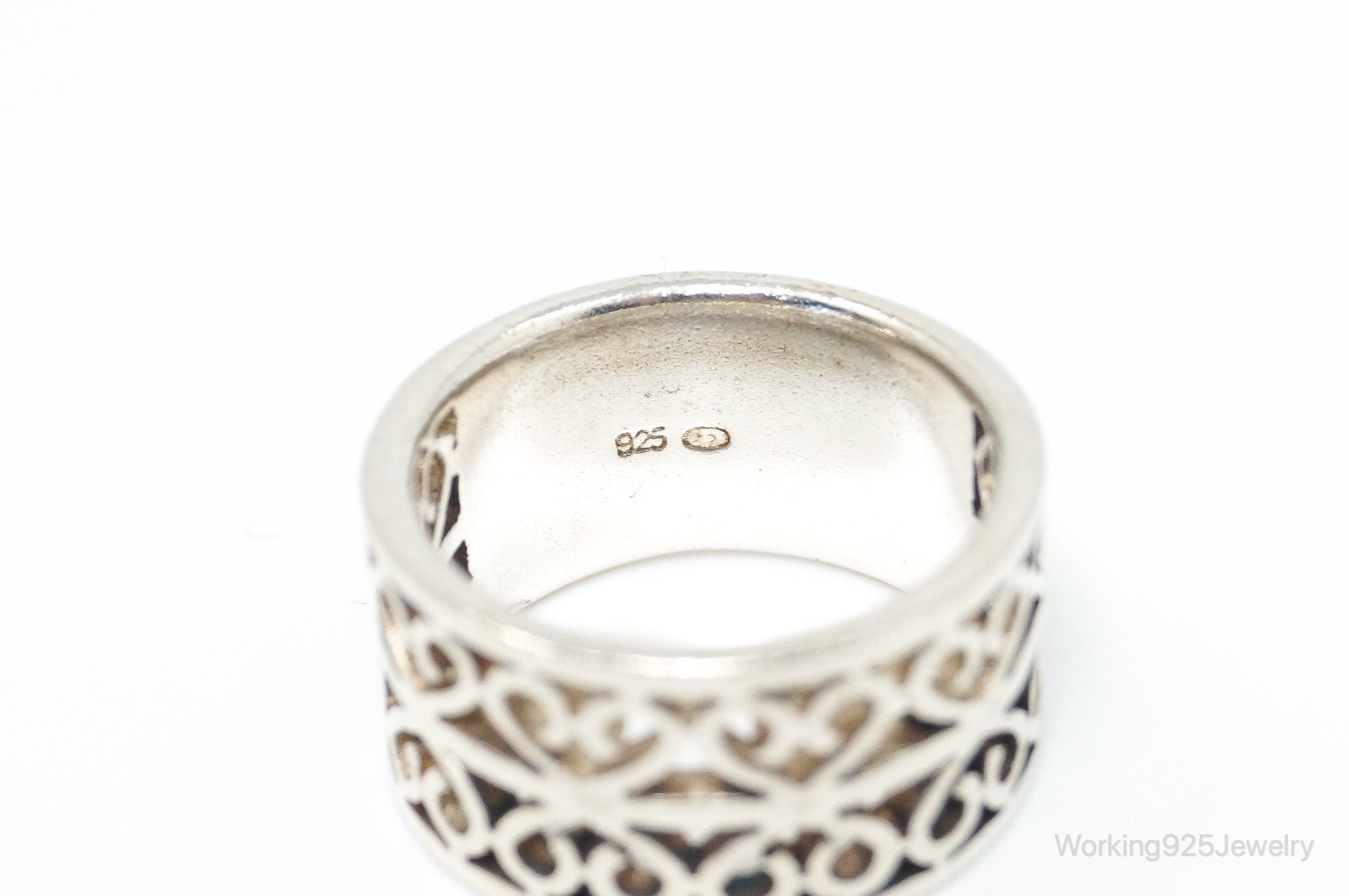 Vintage Designer BOMA Scroll Hearts Sterling Silver Band Ring - SZ 6