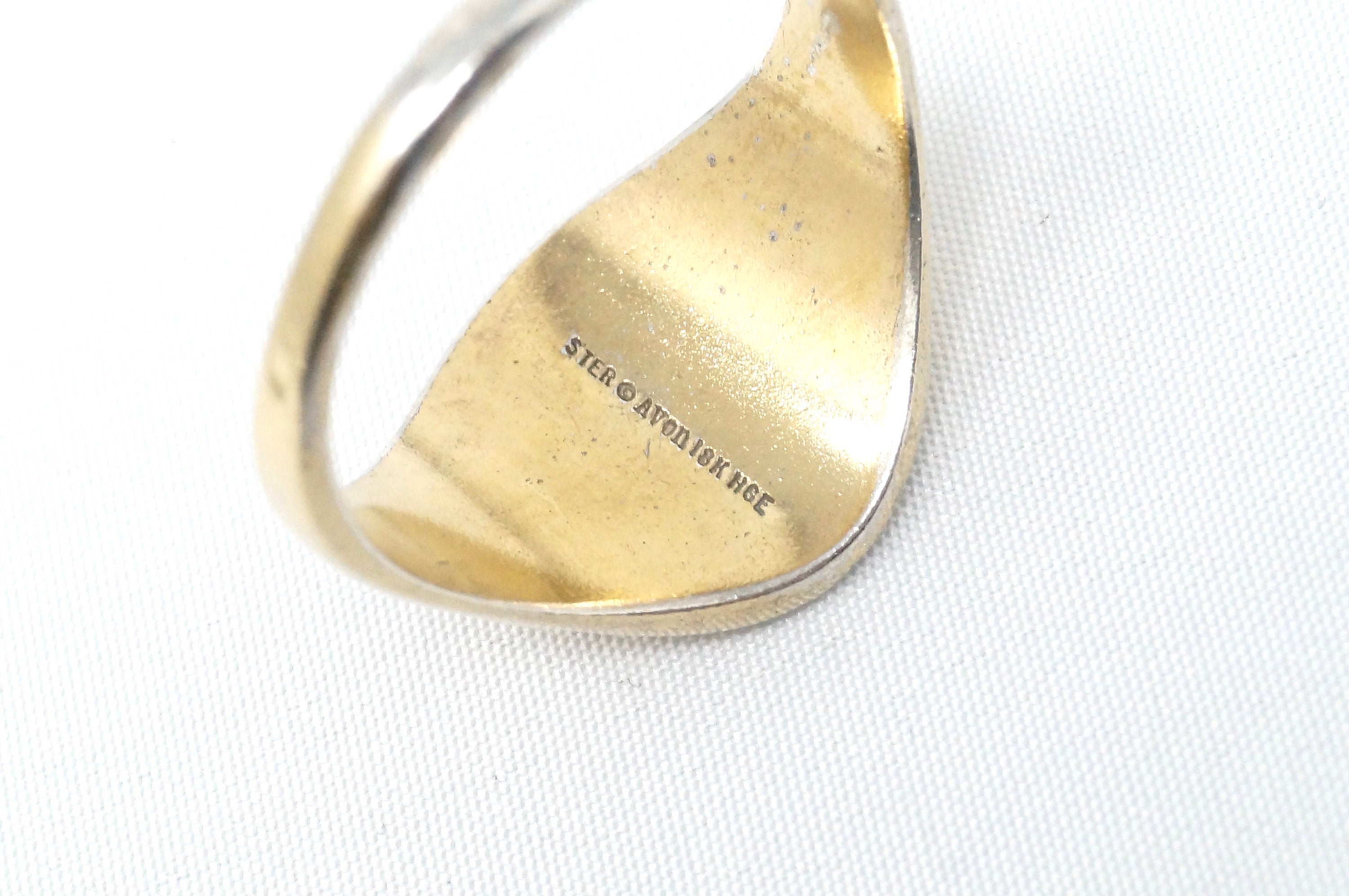 RARE Vintage Designer AVON HGE 18K Victorian Woman Sterling Silver Ring Sz 7.75