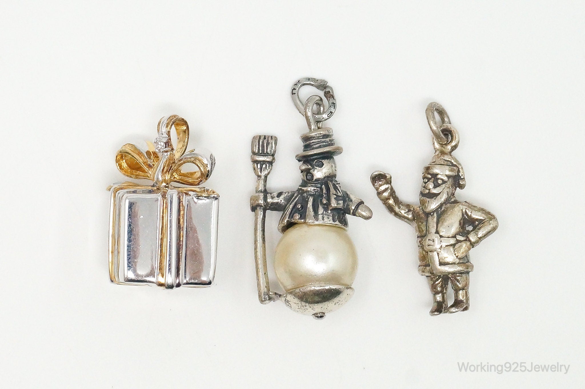 Vintage Antique Christmas Themed Sterling Silver Charms