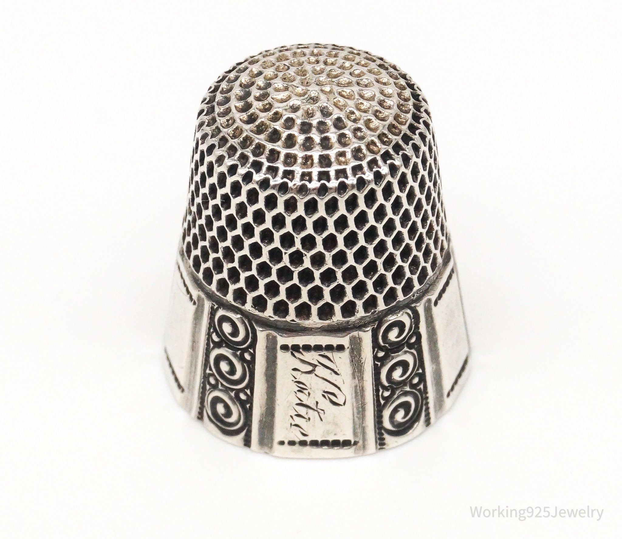 1800s Antique Stern Bros & Company Dome Sterling Silver Thimble