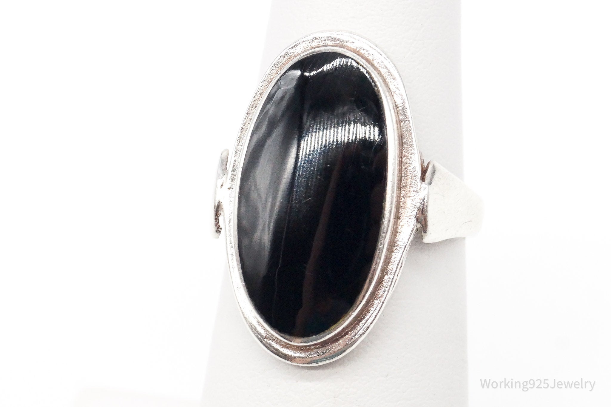 Vintage Black Onyx Sterling Silver Ring - Size 5.25