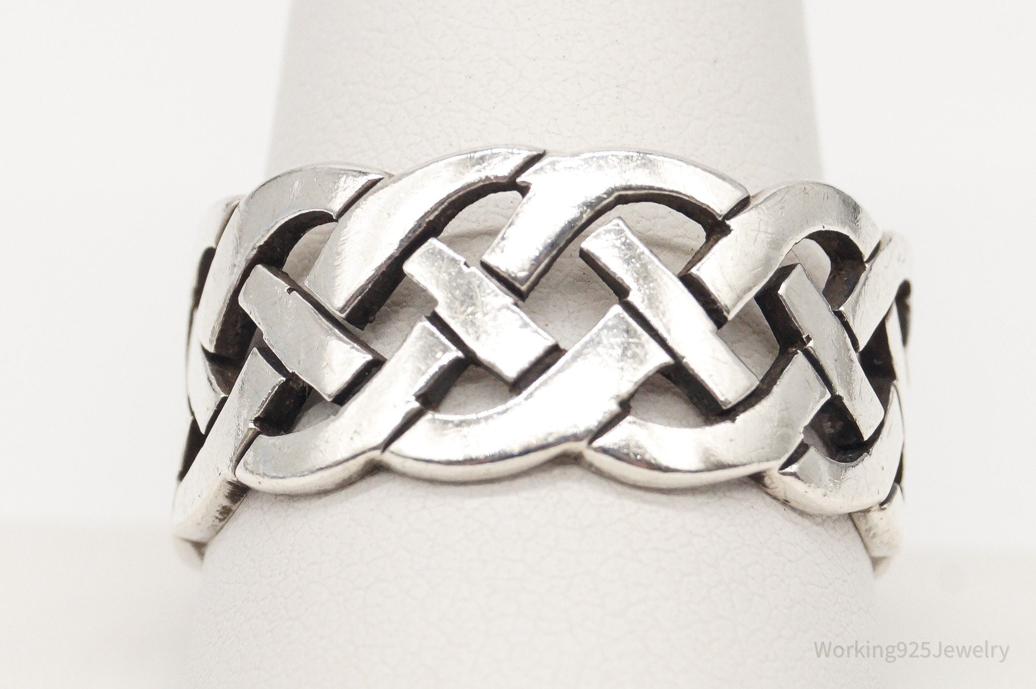 Vintage Celtic Knot Sterling Silver Band Ring - Size 11