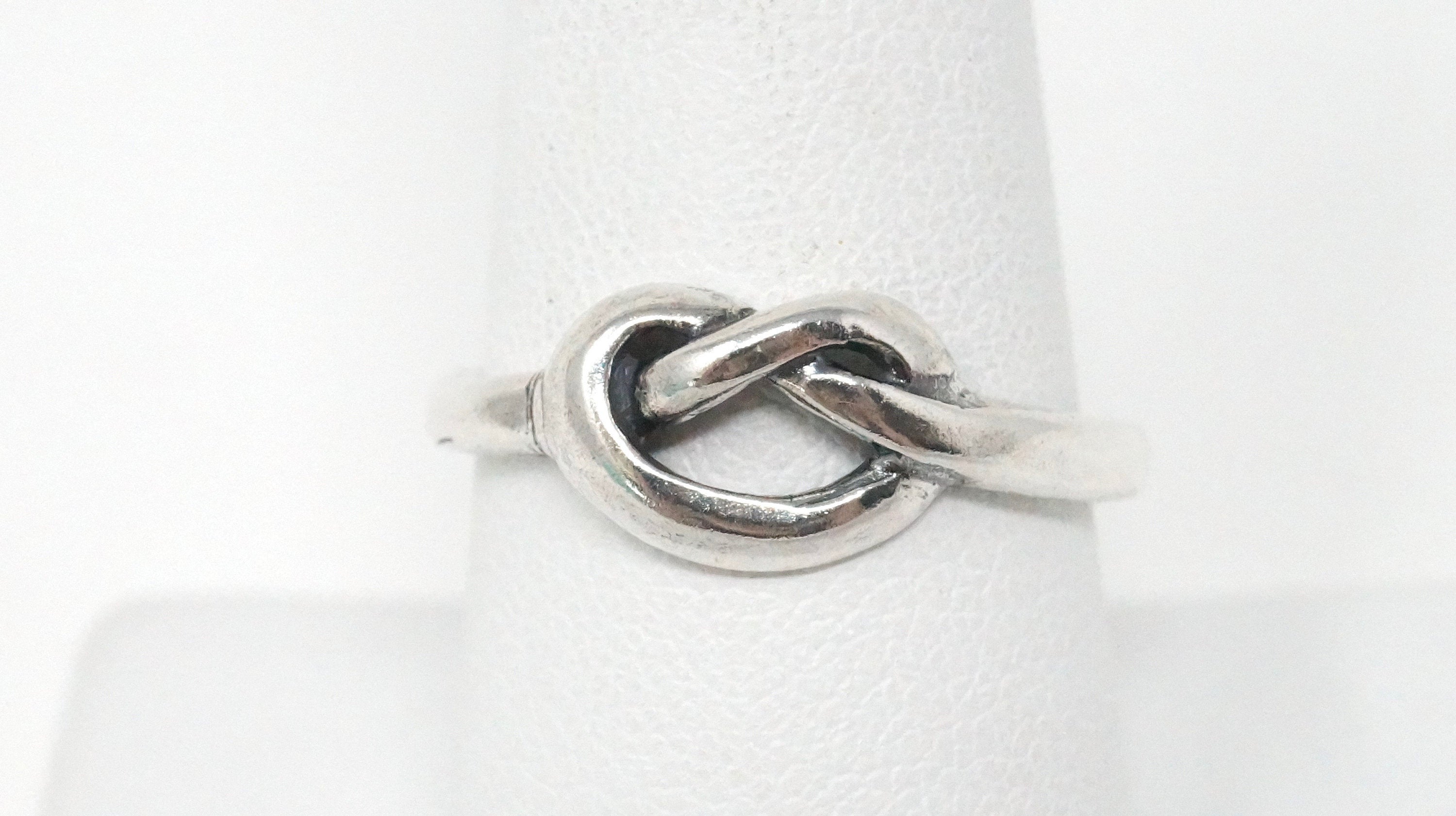 Vintage Designer Kabana Heart Knot Lover Sterling Silver Ring - Size 8.75