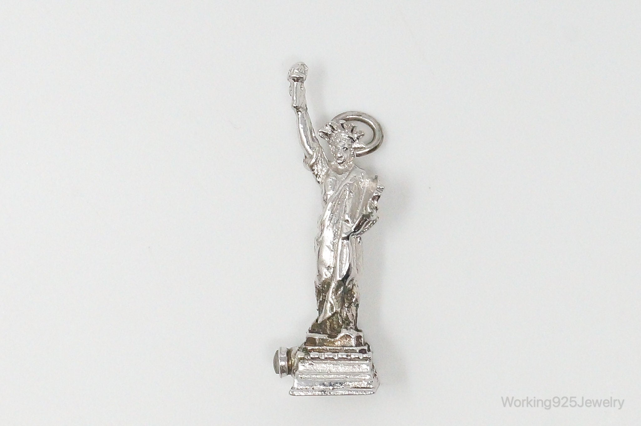 Rare Statue of Liberty New York Skyline Picture View Sterling Silver Charm