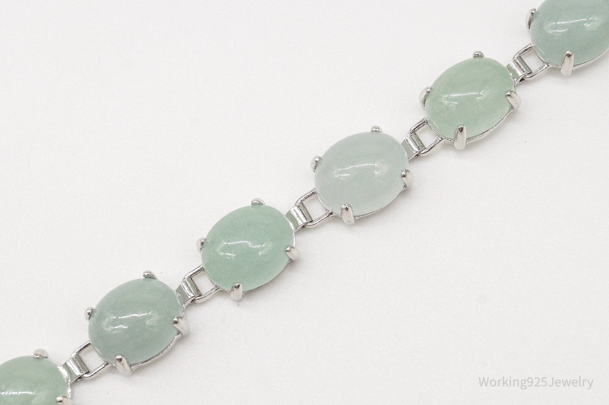 Vintage Green Jade Sterling Silver Bracelet