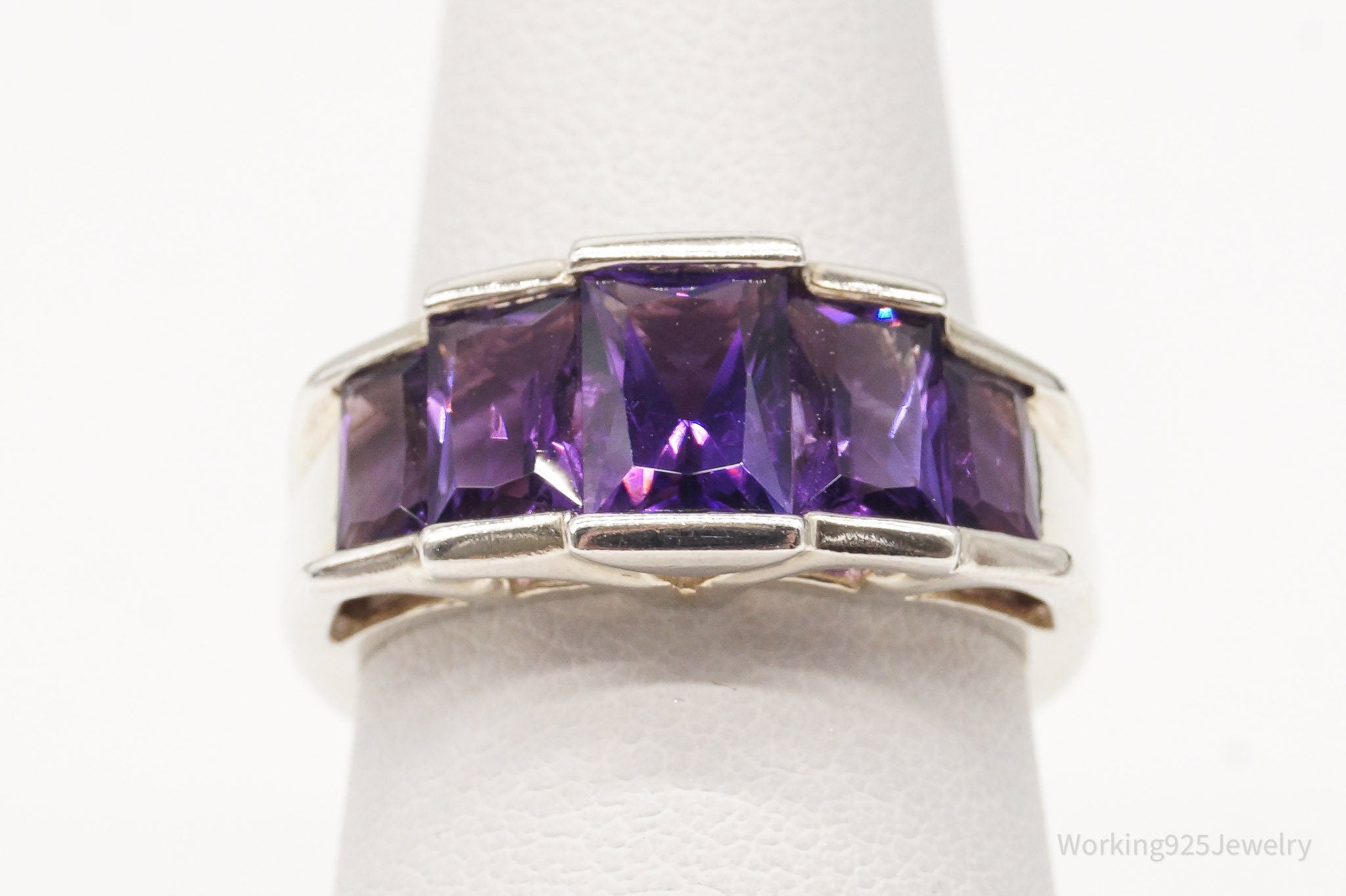 Vintage Amethyst Sterling Silver Ring - Size 6