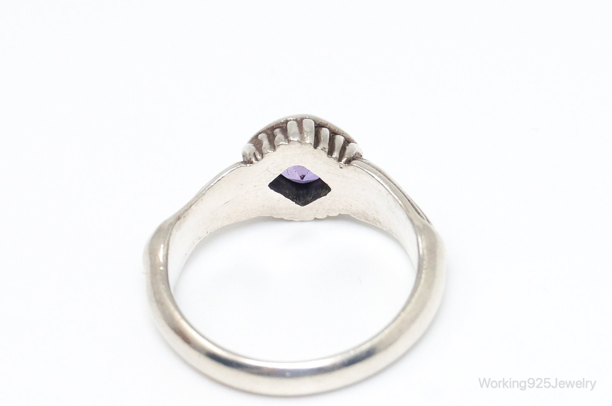 Vintage Amethyst Sterling Silver Ring - Size 7.75