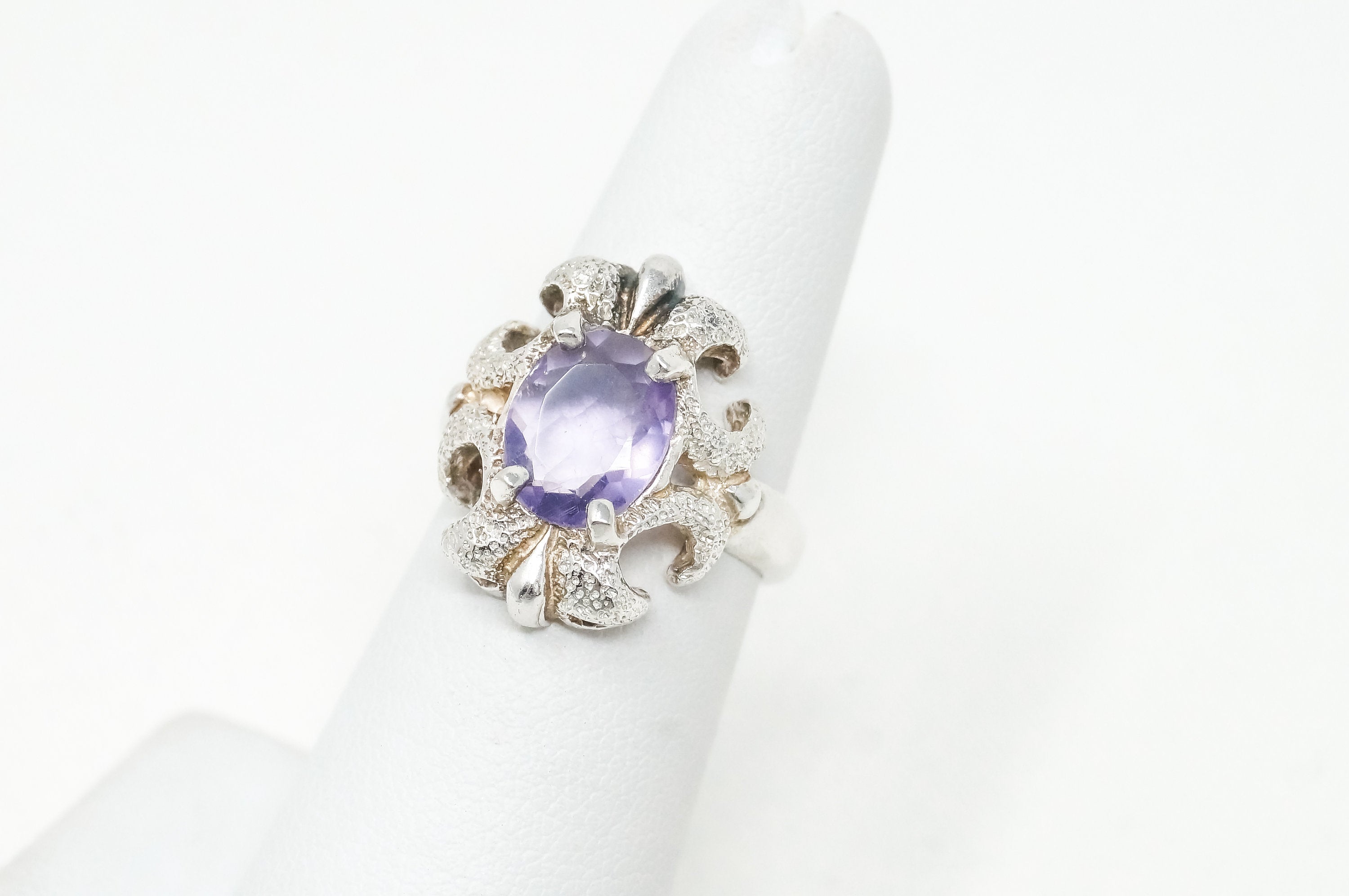 Vintage Designer Kabana KBN Amethyst Sterling Silver Ring - Sz 6 - 784100414