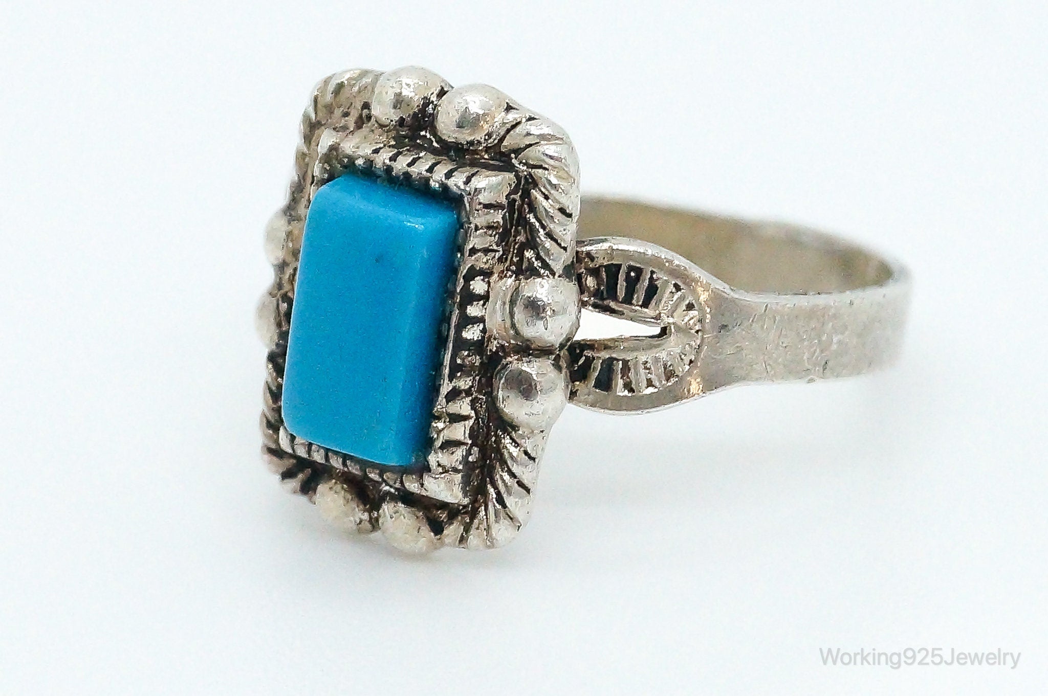 Vintage Designer Joseph Esposito ESPO Turquoise Sterling Silver Ring - Size 6