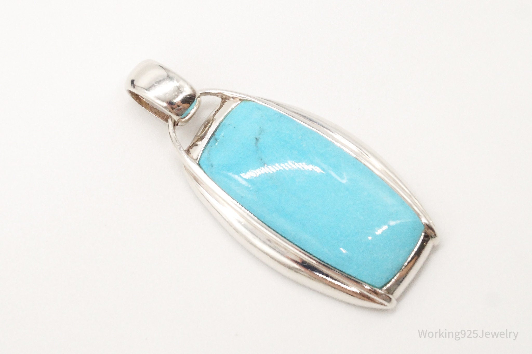 Large Designer SX Turquoise Sterling Silver Pendant