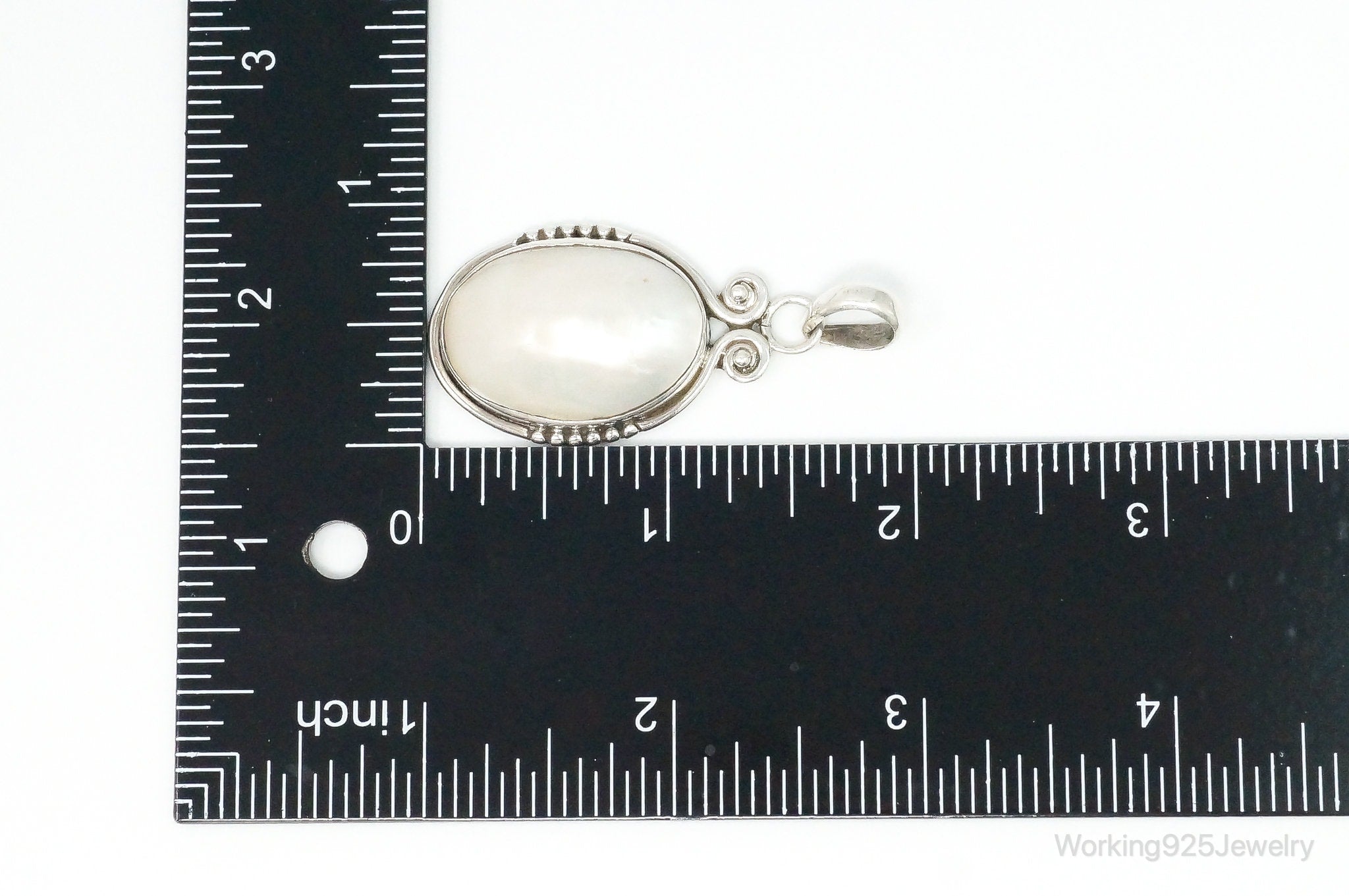 Large Vintage Pearl Sterling Silver Pendant