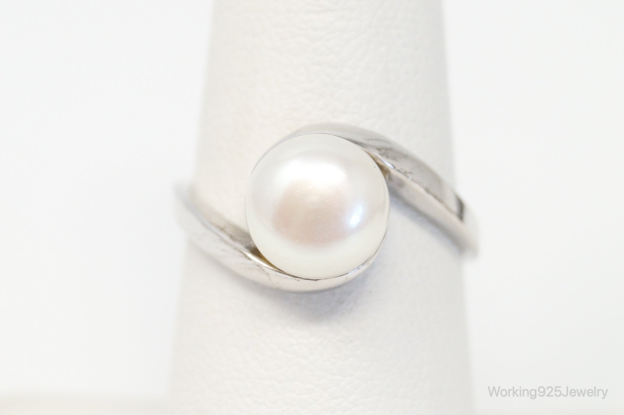 Vintage Designer CGI Pearl Sterling Silver Ring - Size 7