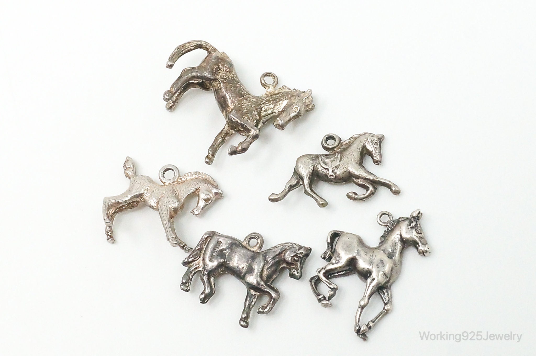 Vintage Antique Horses Sterling Silver Charms