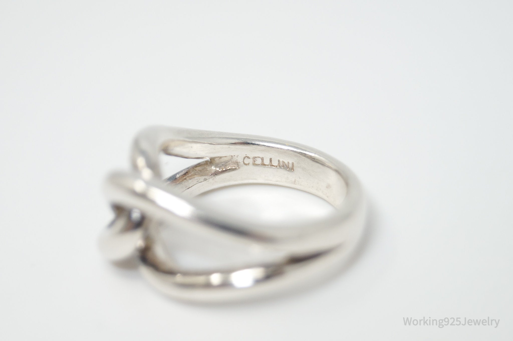 Vintage Cellini Modernist Link Sterling Silver Ring Sz 5.25