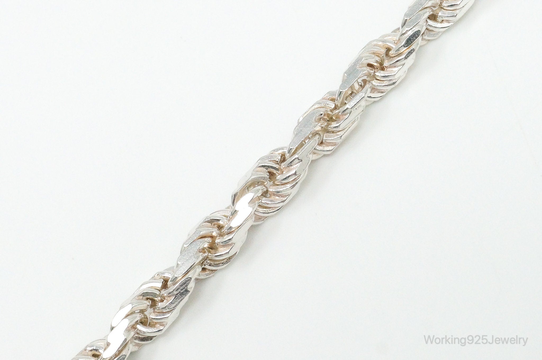 Vintage Italian Rope Chain Sterling Silver Bracelet