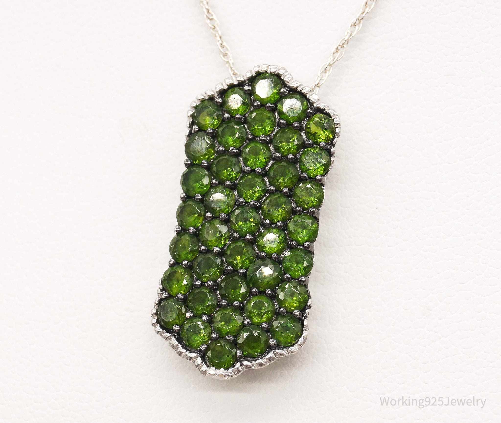 Vintage Designer HT Peridot Sterling Silver Necklace