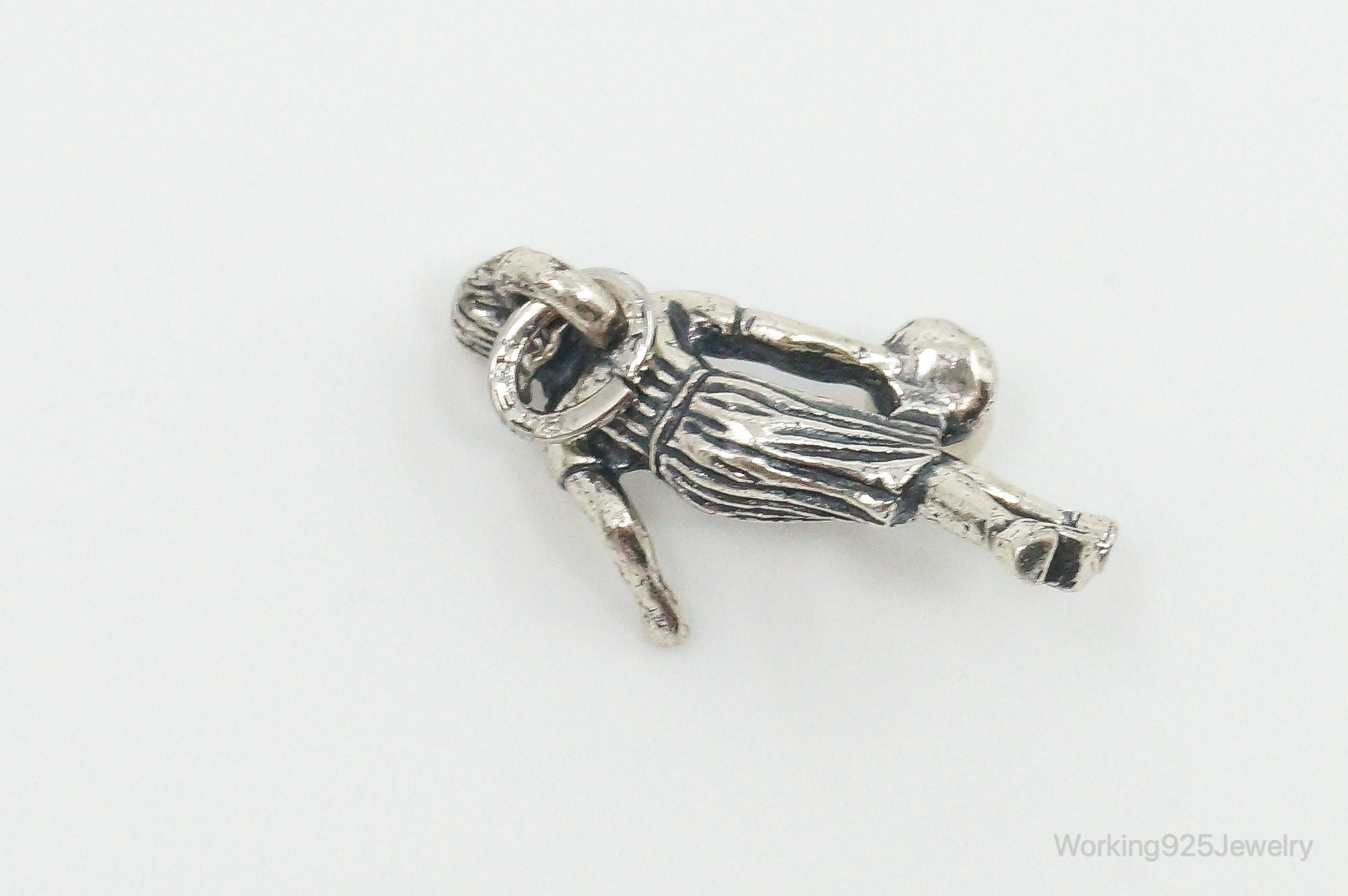 Rare Vintage Girl Sport Pearl Sterling Silver Charm