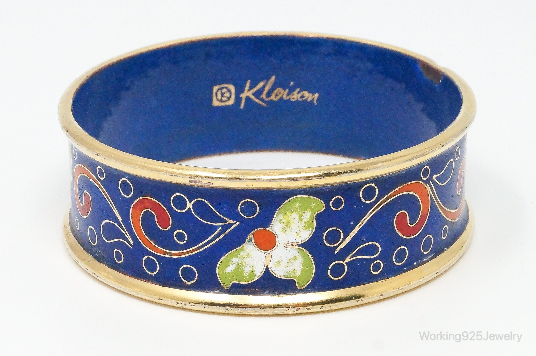 Vintage Designer Kloison Flowers Scrolls Wide Bracelet