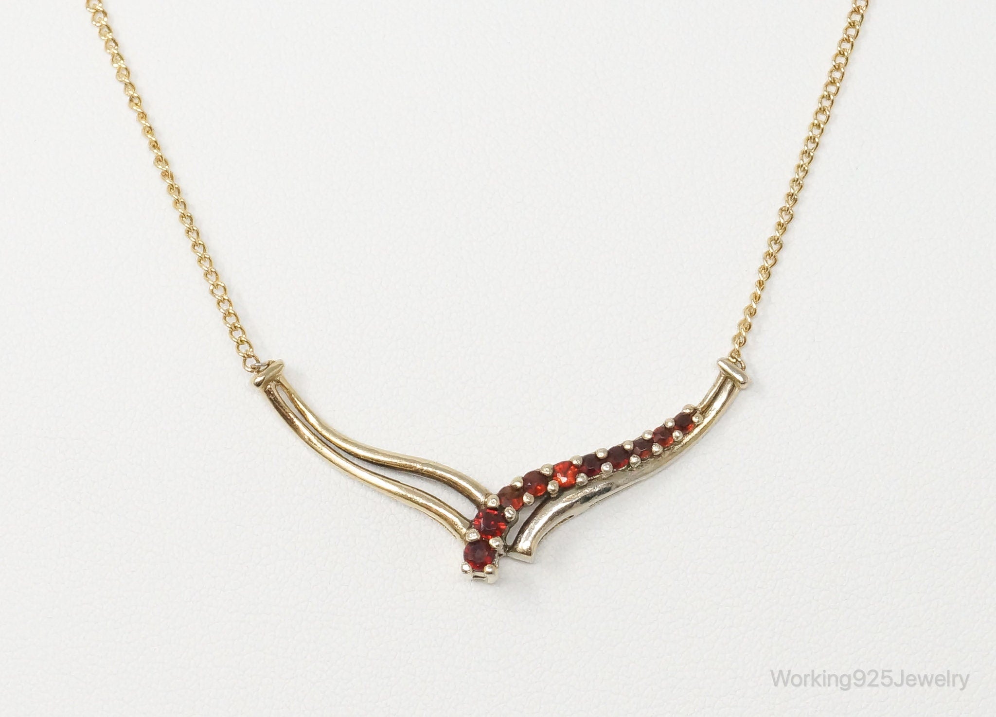 Designer FAS Garnet 18K Gold Over Sterling Silver Necklace