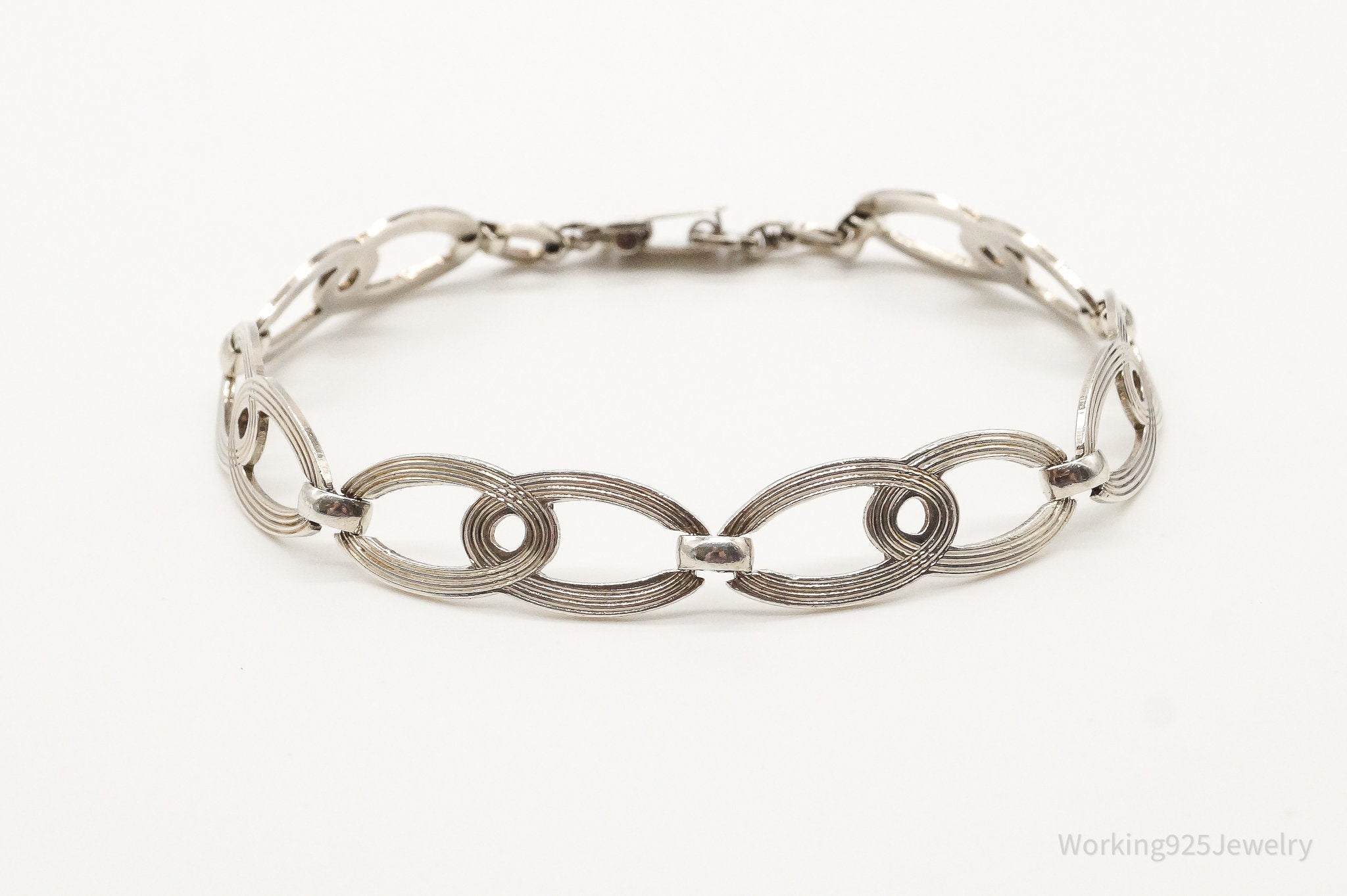 Vintage Art Deco Infinity Link Sterling Silver Bracelet