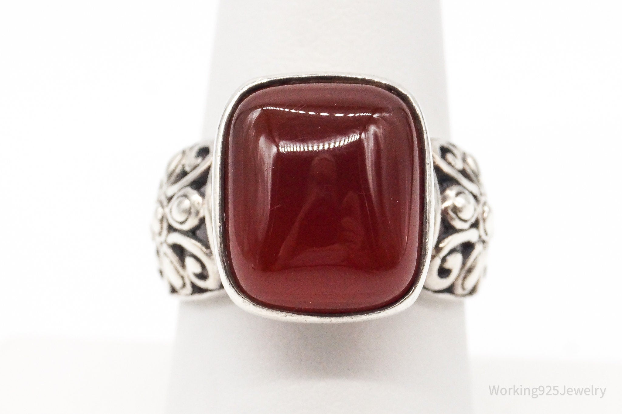 Vintage Carnelian Sterling Silver Ring - Size 8.25