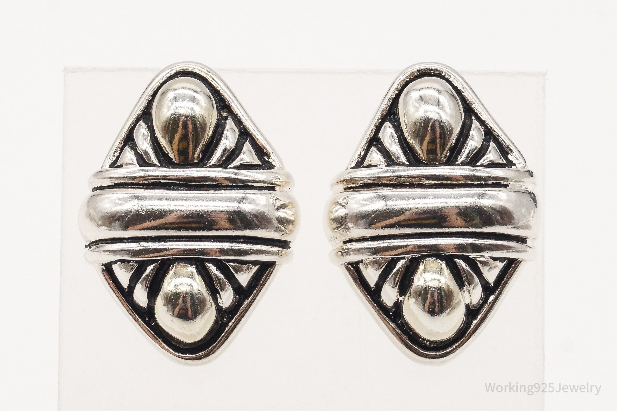 Vintage Designer Airess Mid Century Contemporary Sterling Silver Earrings