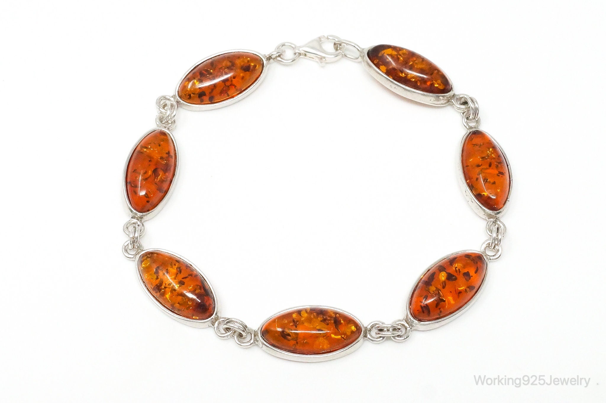 Vintage Baltic Amber Sterling Silver Bracelet