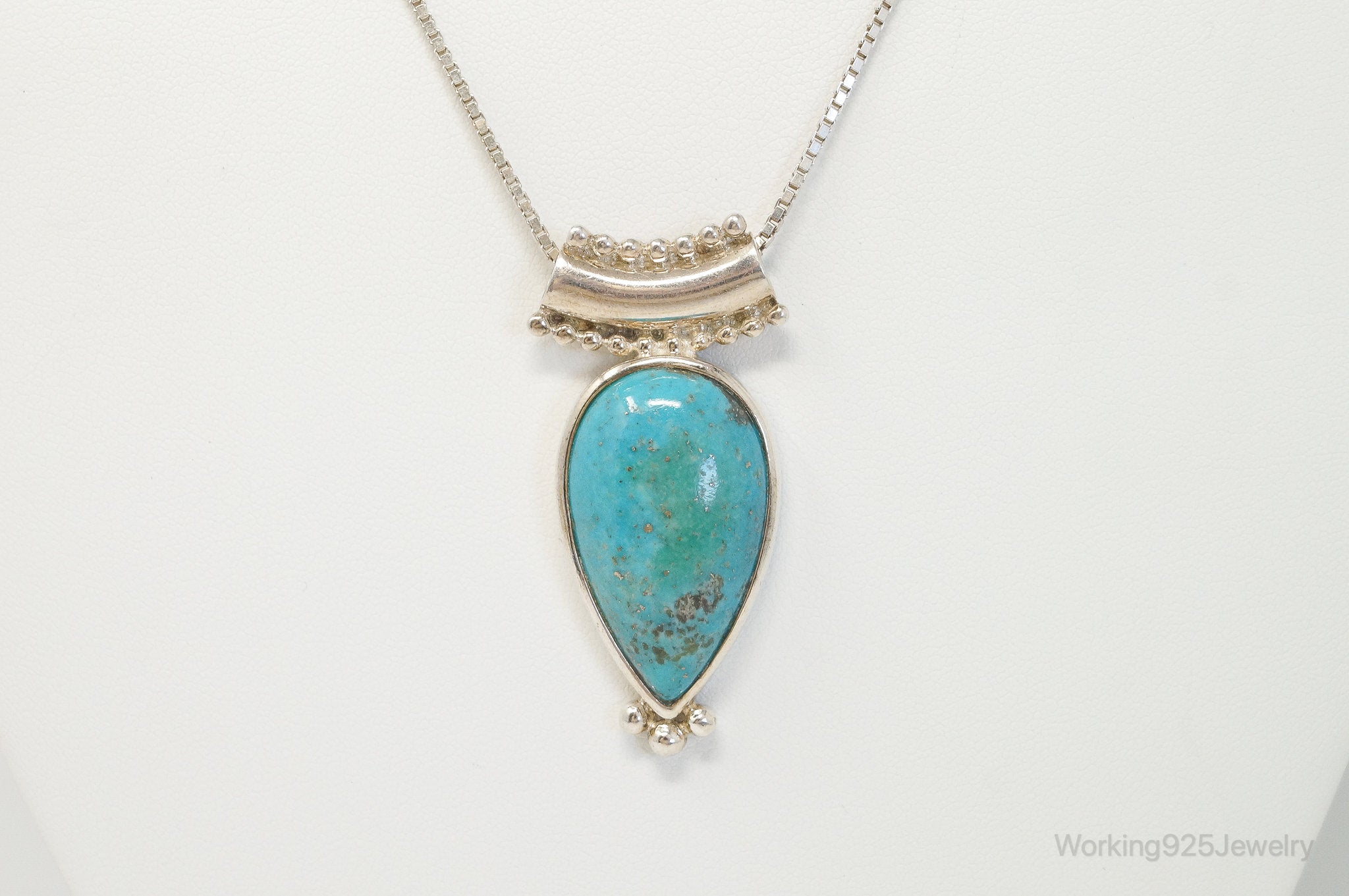 Designer Whitney Kelly WK Large Turquoise Sterling Silver Necklace