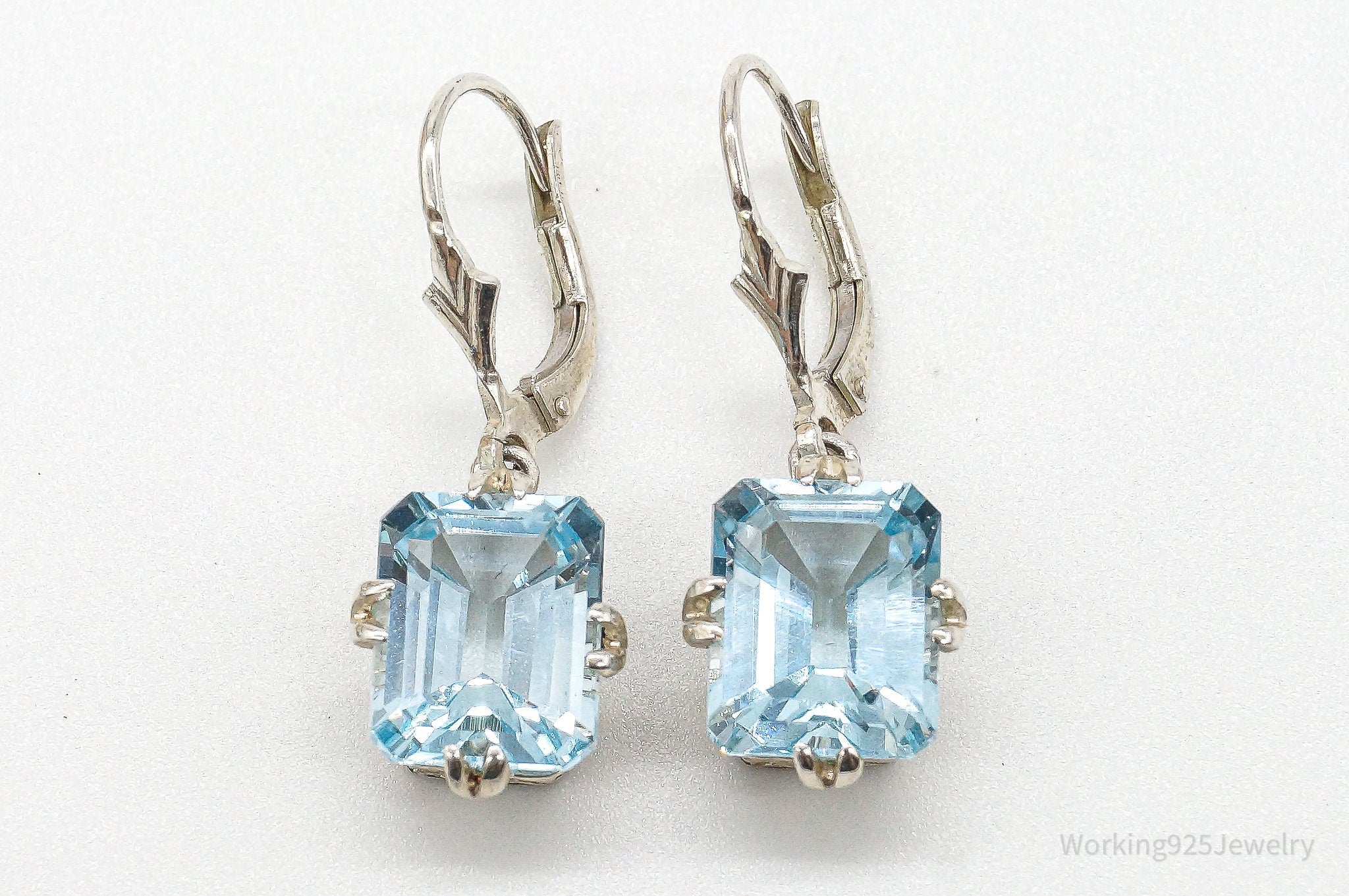 Designer CNA Blue Topaz Sterling Silver Earrings