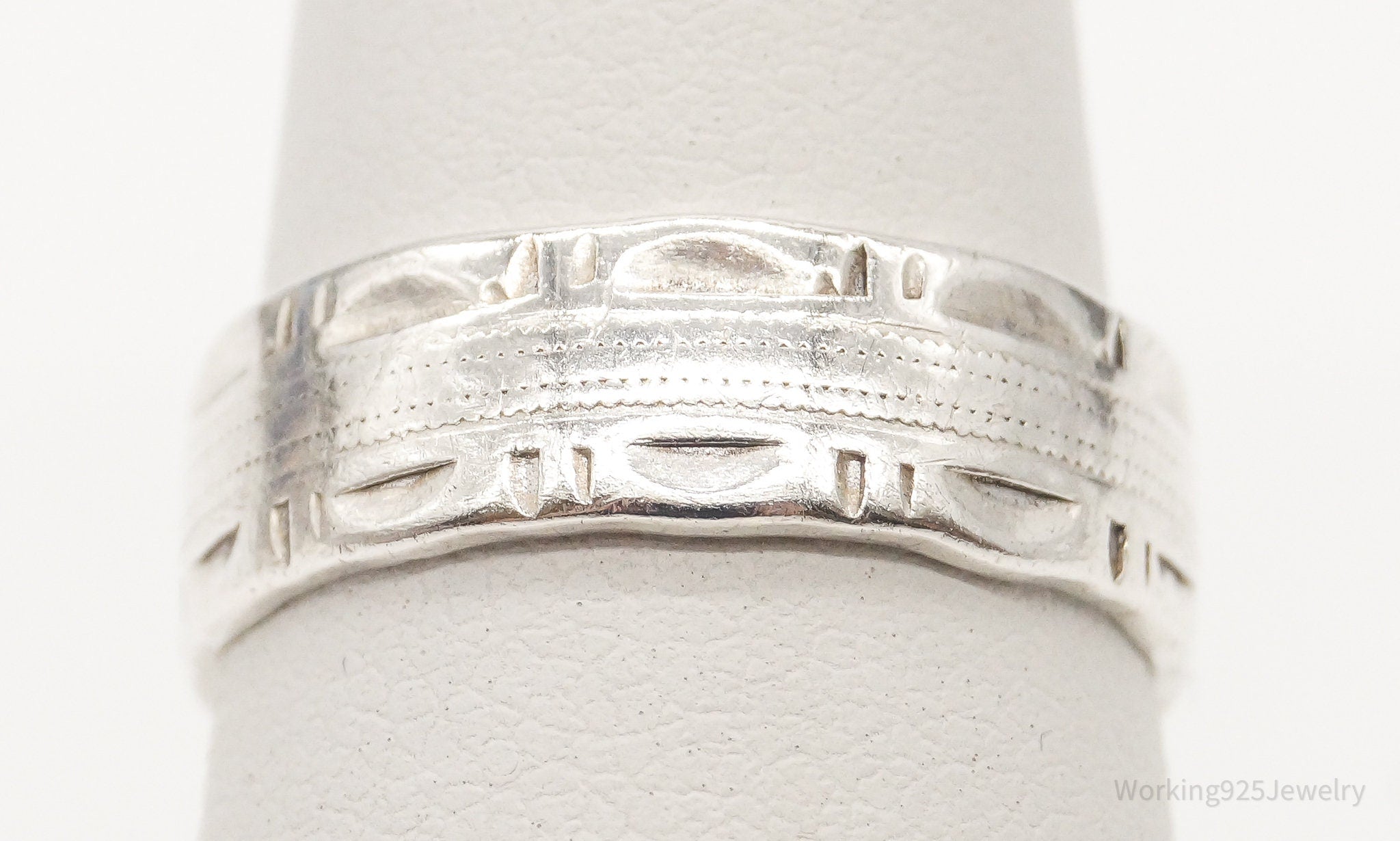 Antique Designer Sterling Silver Band Ring - Size 6.75