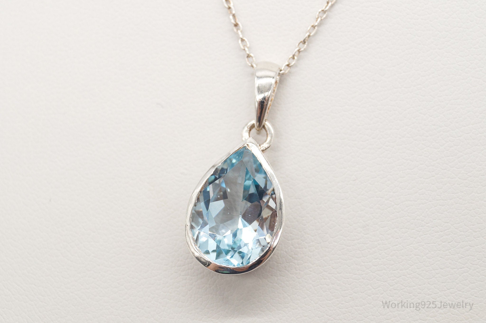 Vintage Blue Topaz Sterling Silver Necklace