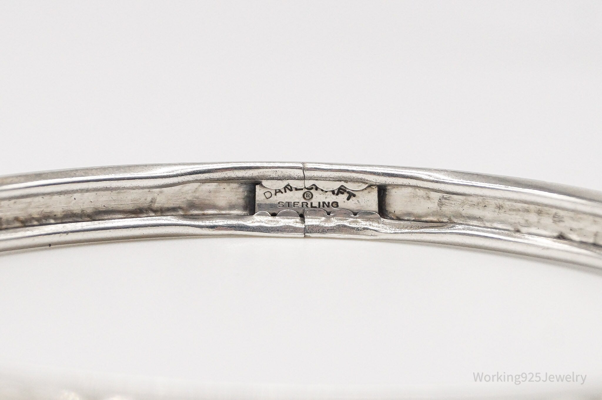 Antique Designer Danecraft Sterling Silver Floral Bangle Bracelet 8"