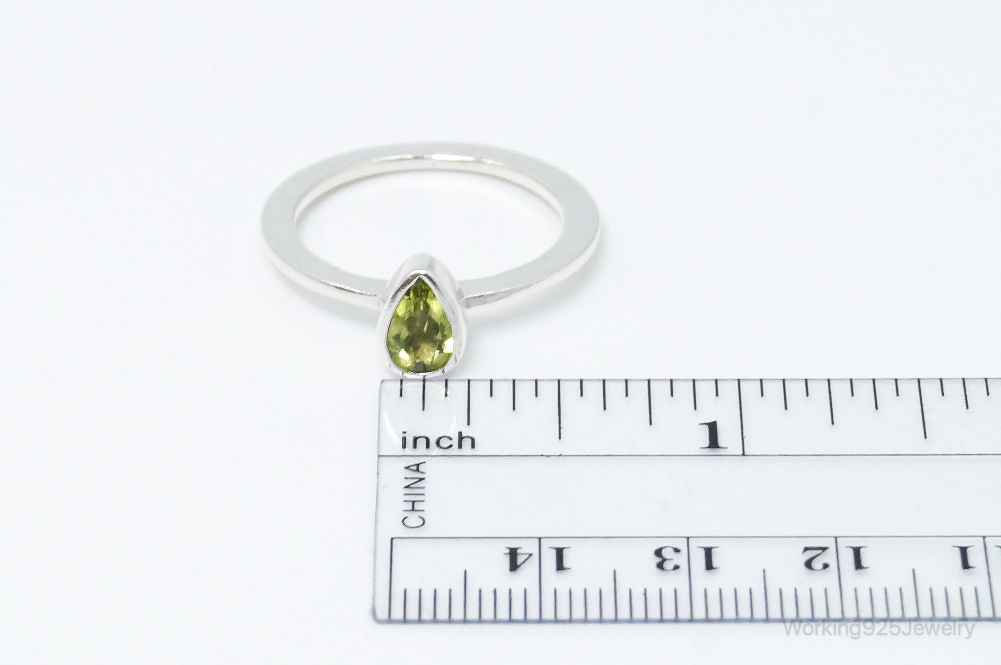 Vintage Green Peridot Sterling Silver Stacker Stackable Ring - SZ 9.75