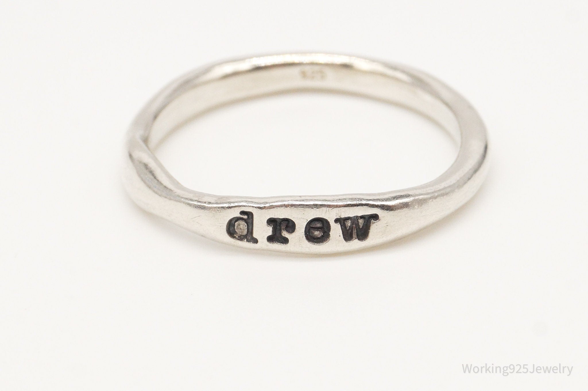 Vintage "Drew" Name Sterling Silver Ring - Size 10.75