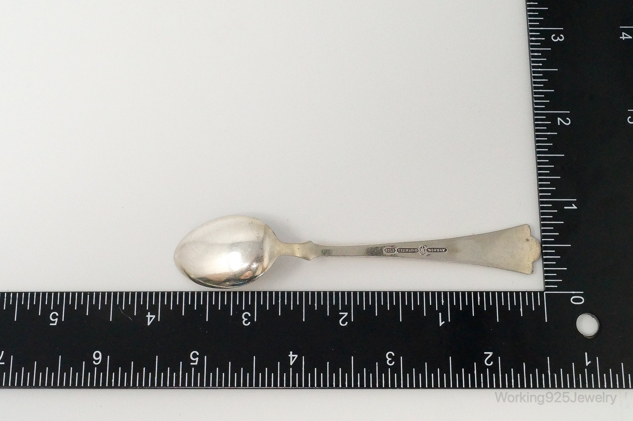 Antique Norwegian Theodor Olsen Orange Enamel Large Sterling Silver Spoon