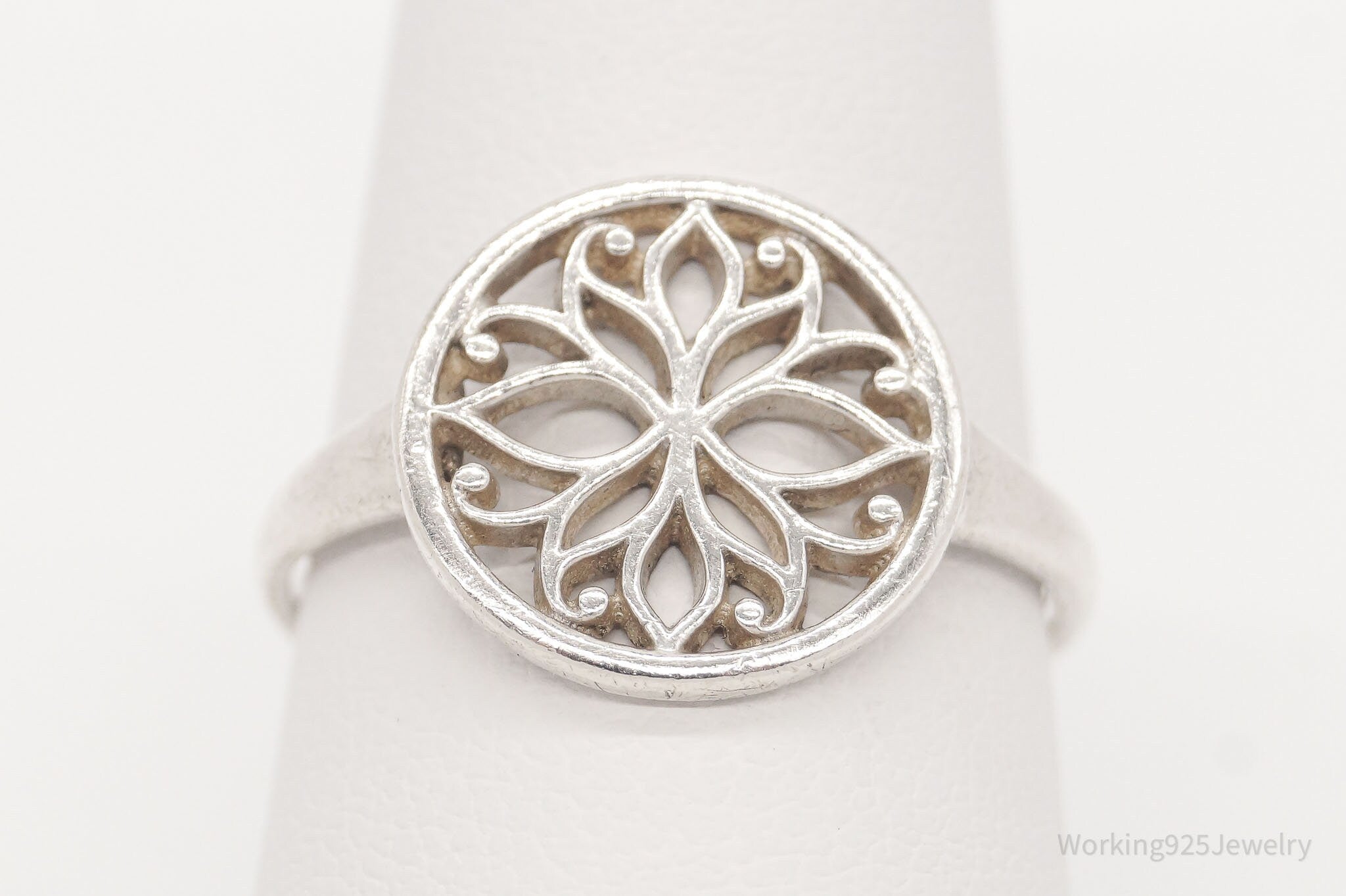 Vintage Designer BOMA Openwork Filigree Sterling Silver Ring - Size 8.75