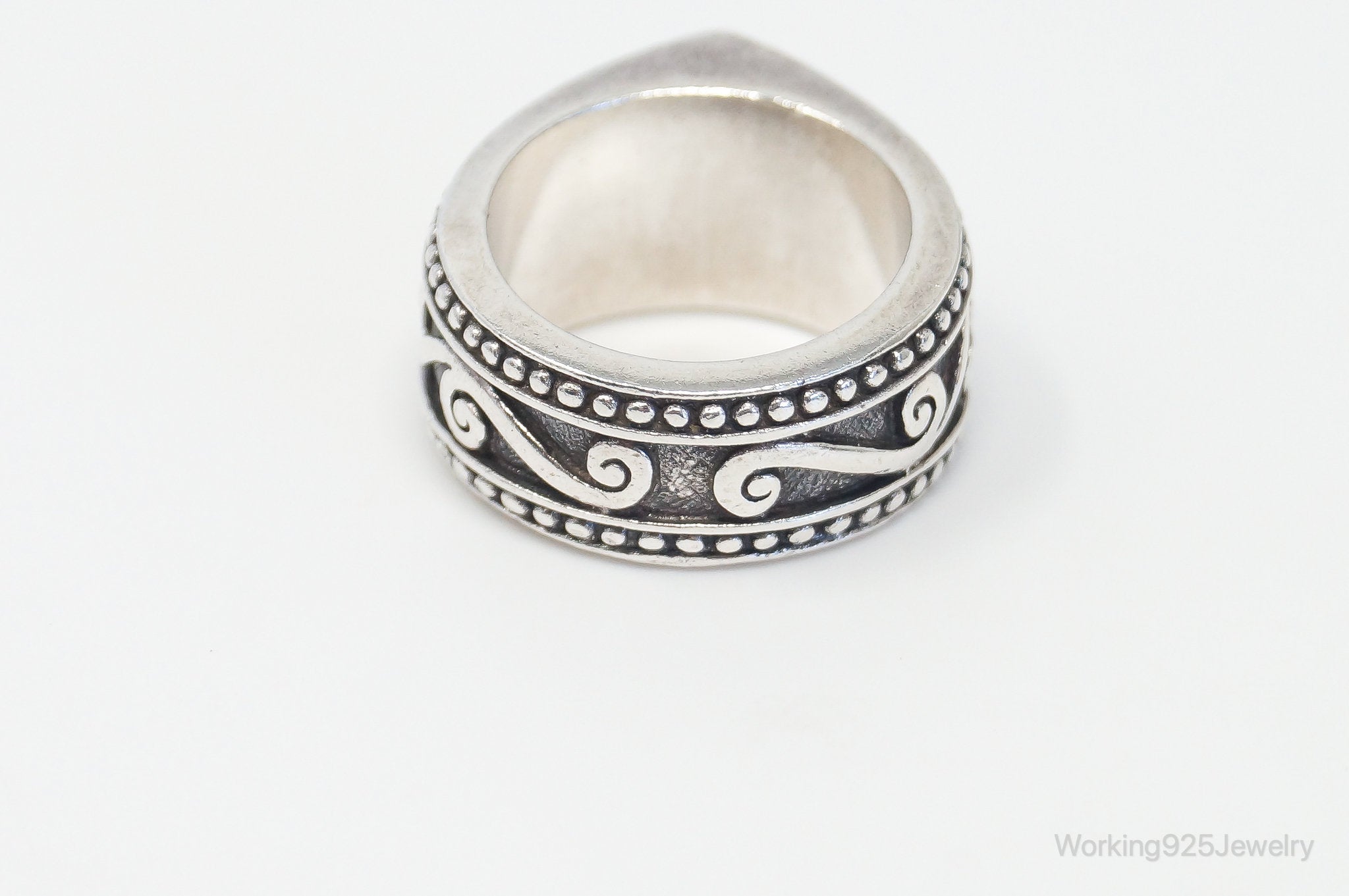 Designer Brighton Scroll Oxidized Sterling Silver Ring - Size 6.25