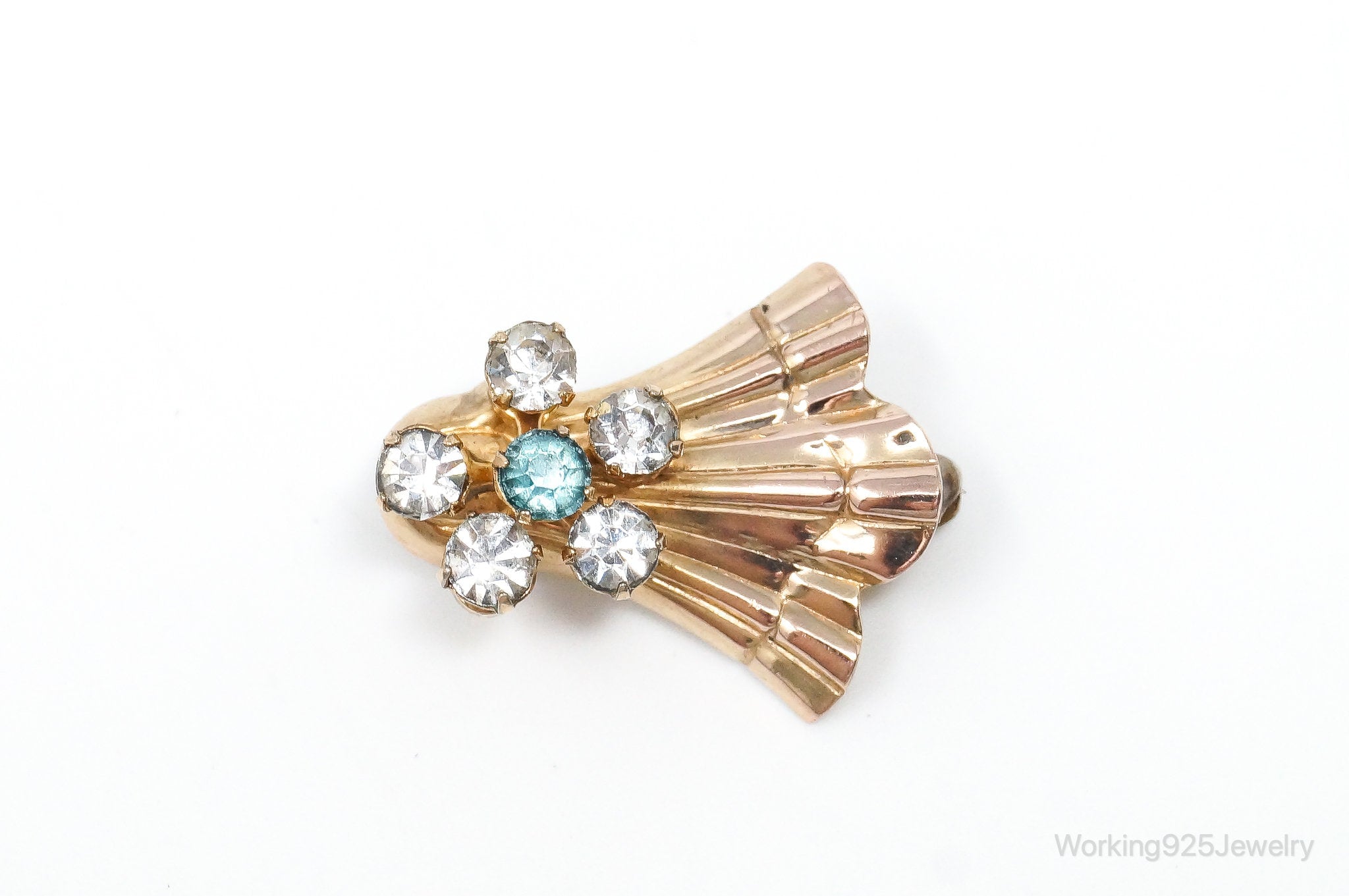 Vintage Designer VAN DELL 12K GF Rhinestones Brooch Pin