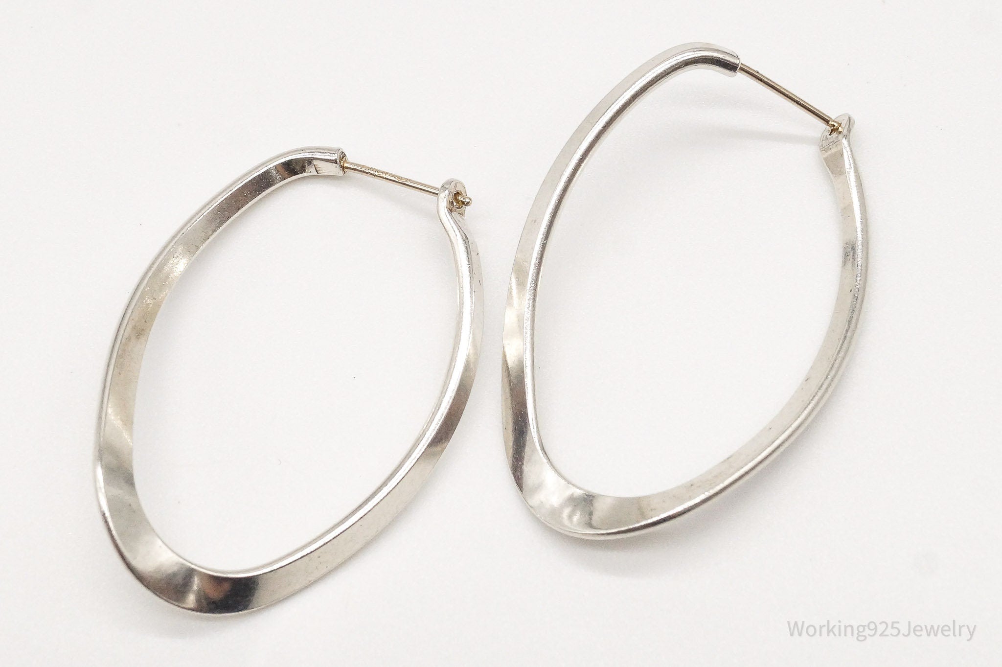 Vintage Designer 14KGF Post Sterling Silver Hoop Earrings