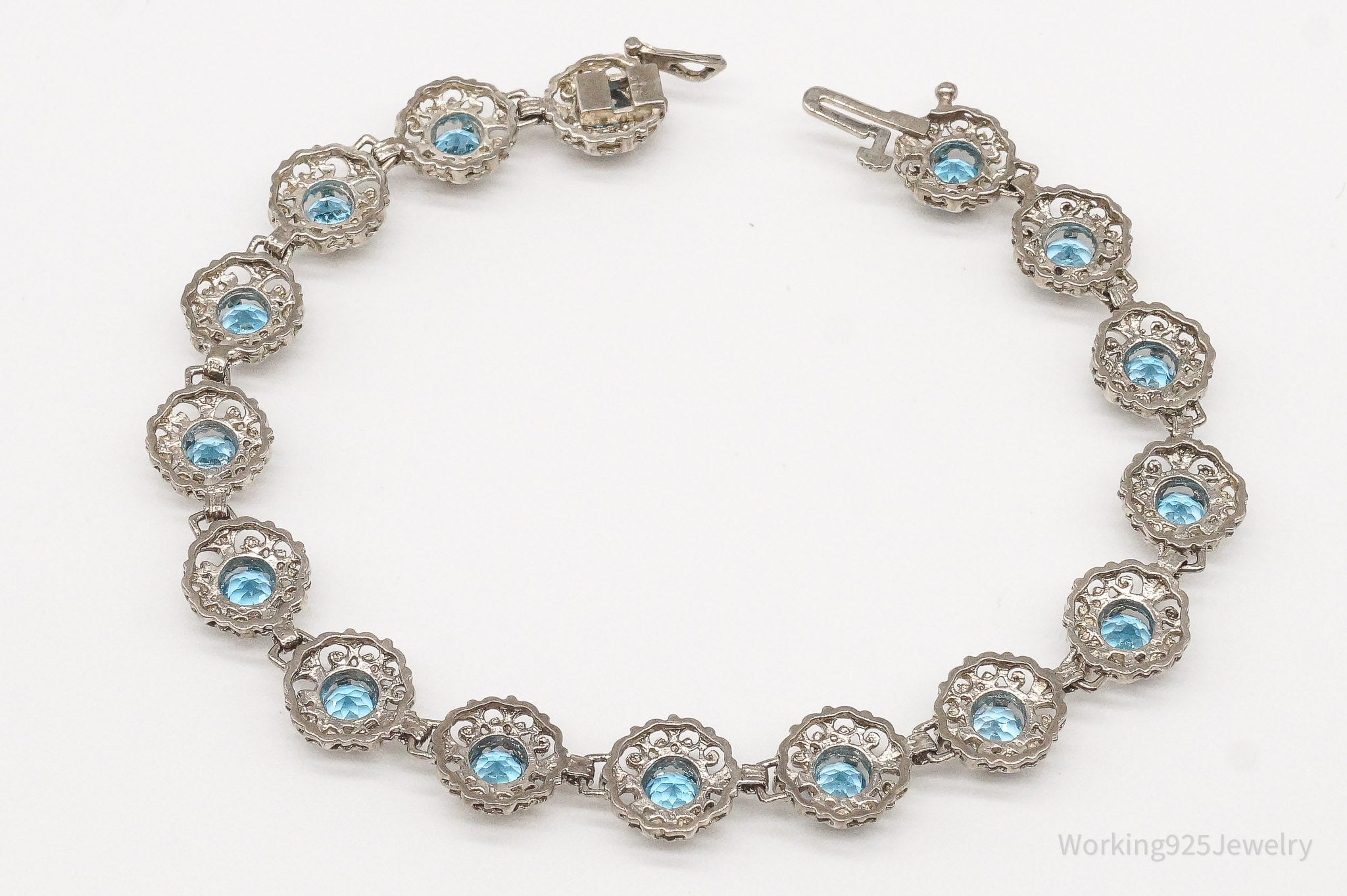 Vintage Blue Topaz Sterling Silver Bracelet