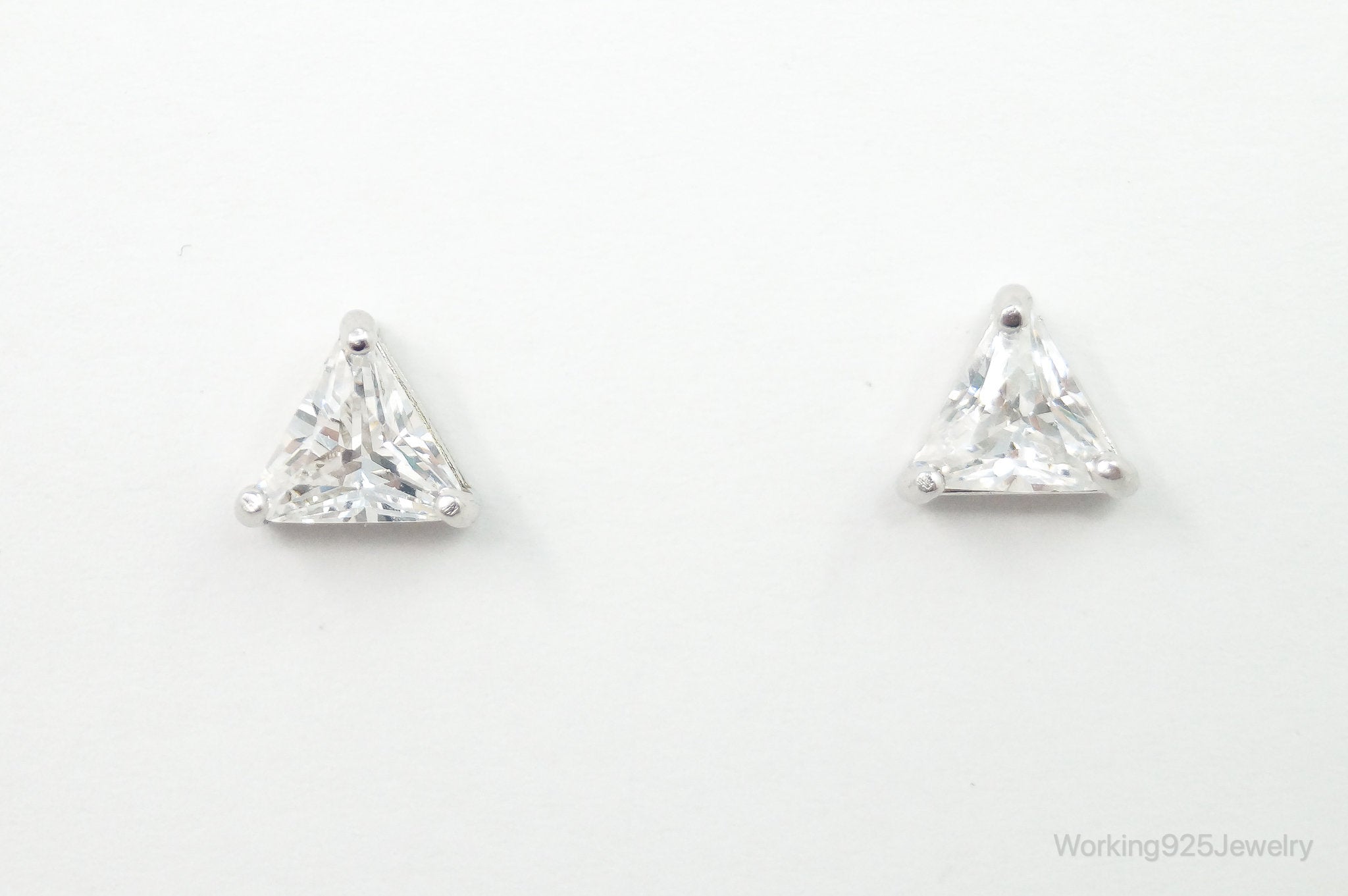 Cubic Zirconia Sterling Silver Stud Post Earrings