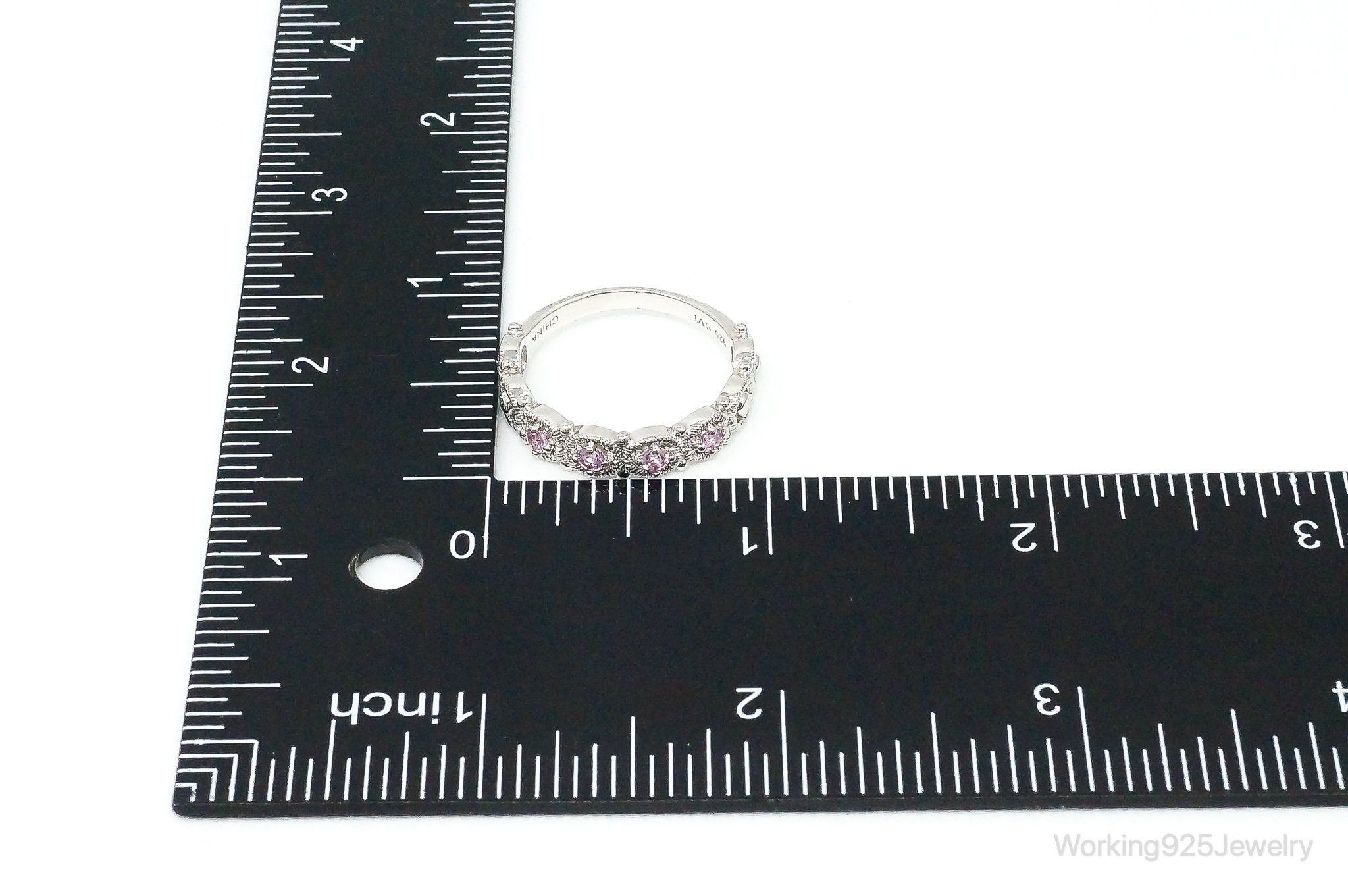 Designer SVI Pink Cubic Zirconia Sterling Silver Ring Size 10